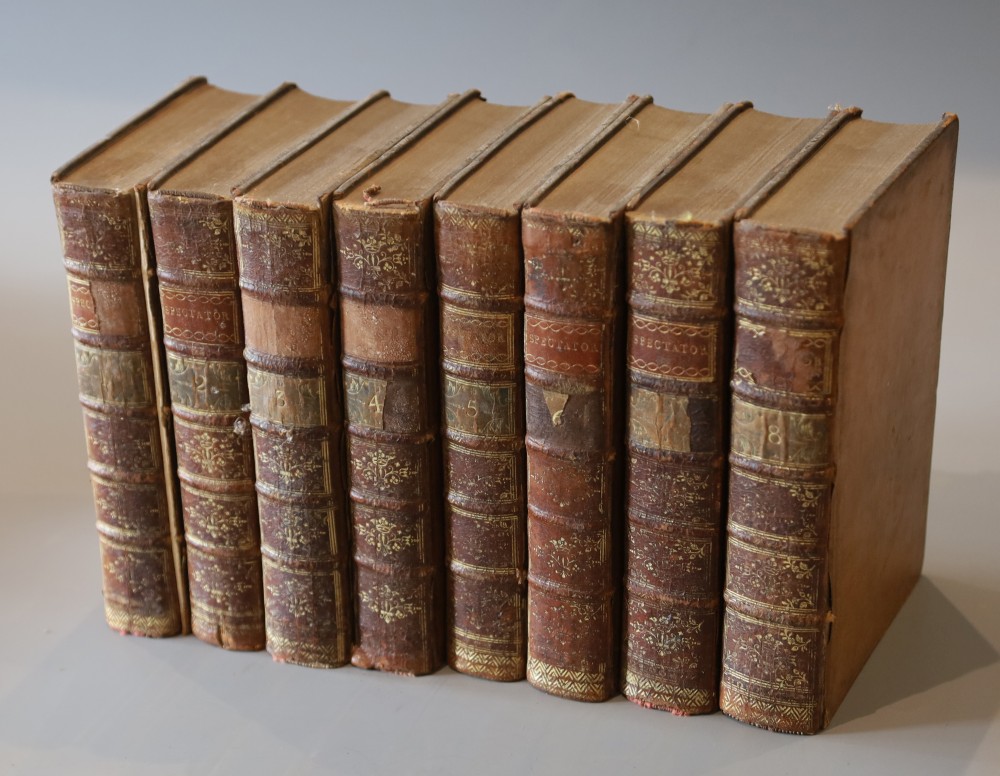 Spectator - The Spectator [By Addison, Steele and others], 8 vols, 8vo, calf, front board to vol. I detached, loss to some titling labe